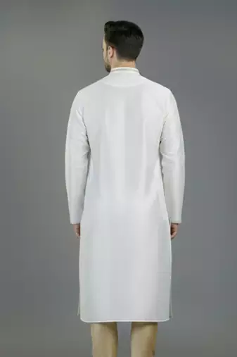 White embroidery dupion silk kurta