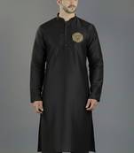 Black embroidery dupion silk kurta