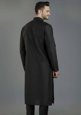 Black embroidery dupion silk kurta 2