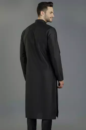 Black embroidery dupion silk kurta