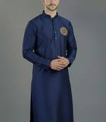 Navy embroidery dupion silk kurta