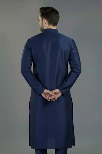 Navy embroidery dupion silk kurta