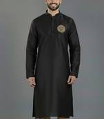 Black embroidery dupion silk kurta