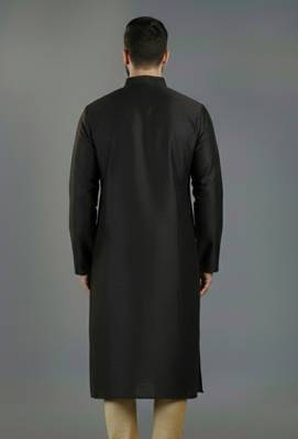 Black embroidery dupion silk kurta 2