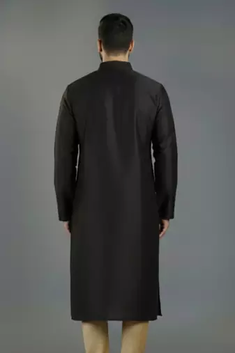 Black embroidery dupion silk kurta