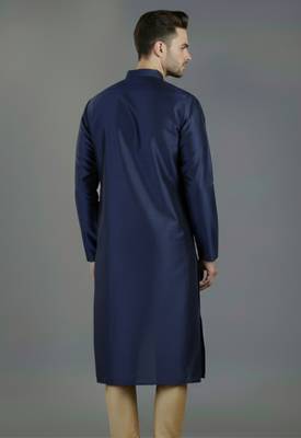 Navy embroidery dupion silk kurta 2