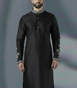 Black embroidery dupion silk kurta
