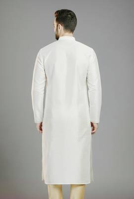 White embroidery dupion silk kurta 2
