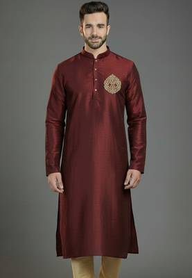 Maroom embroidery dupion silk kurta 1