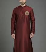 Maroom embroidery dupion silk kurta