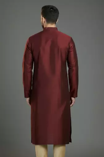 Maroom embroidery dupion silk kurta