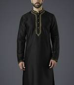 Black embroidery dupion silk kurta
