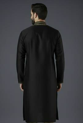 Black embroidery dupion silk kurta 2