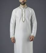 White embroidery dupion silk kurta