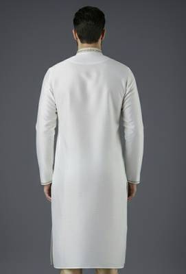 White embroidery dupion silk kurta 2