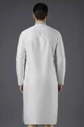 White embroidery dupion silk kurta