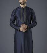 Navy embroidery dupion silk kurta