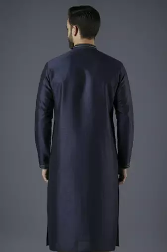 Navy embroidery dupion silk kurta