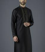 Black embroidery dupion silk kurta