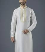 White embroidery dupion silk kurta