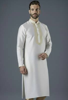 White embroidery dupion silk kurta 2