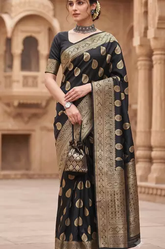 Women's jacquard woven cotton festive saree with blouse