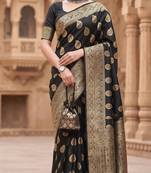 Women's jacquard woven cotton festive saree with blouse