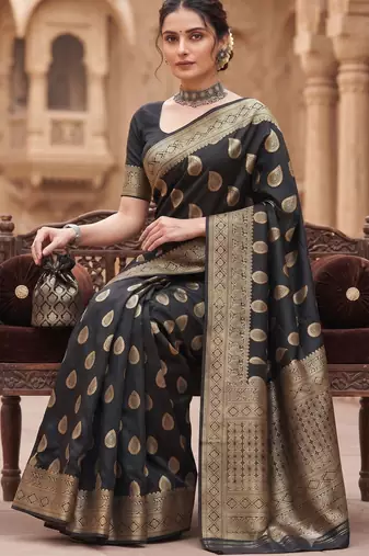 Women's jacquard woven cotton festive saree with blouse