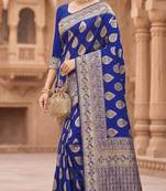 Women's jacquard woven cotton festive saree with blouse