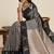 Grey zari work silk blend saree with blouse