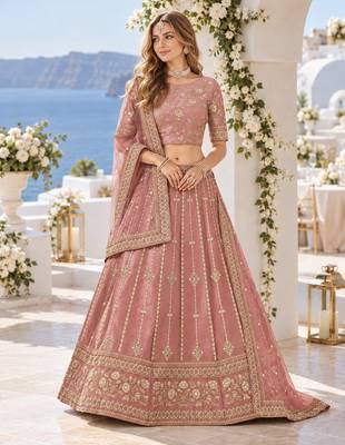 Pink Embriodered Heavy Art Silk Designer Lehenga With Blouse 1