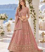 Pink Embriodered Heavy Art Silk Designer Lehenga With Blouse