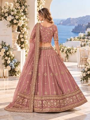 Pink Embriodered Heavy Art Silk Designer Lehenga With Blouse 2