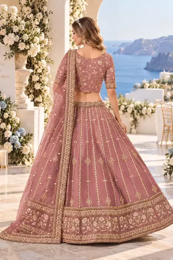Pink Embriodered Heavy Art Silk Designer Lehenga With Blouse