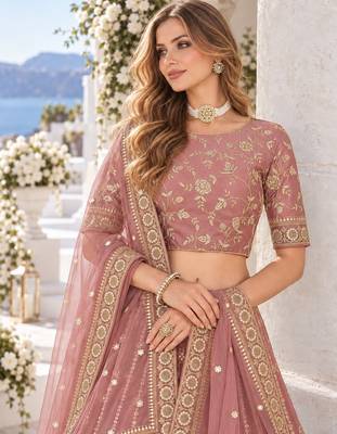 Pink Embriodered Heavy Art Silk Designer Lehenga With Blouse 4