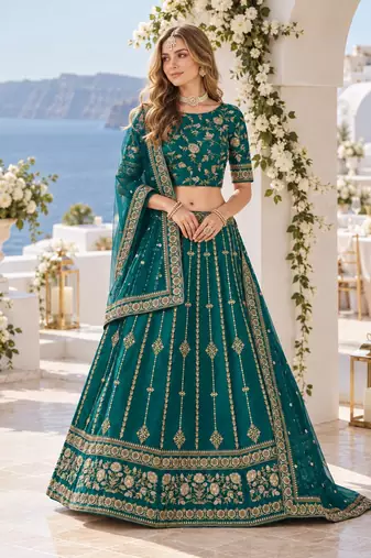 Puprle Embriodered Heavy Art Silk Designer Lehenga With Blouse