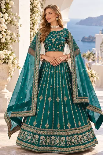 Puprle Embriodered Heavy Art Silk Designer Lehenga With Blouse