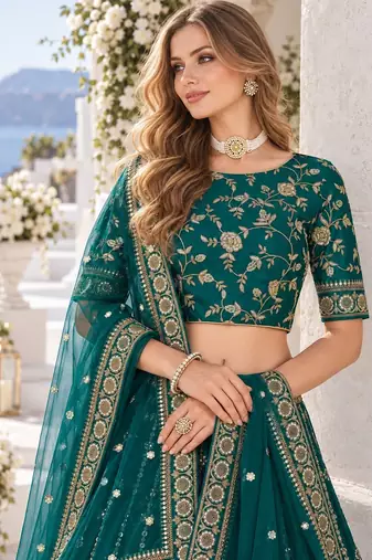 Puprle Embriodered Heavy Art Silk Designer Lehenga With Blouse