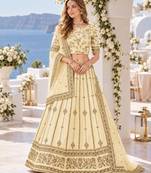 Cream Embriodered Heavy Art Silk Designer Lehenga With Blouse