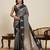 Grey zari work silk blend saree with blouse