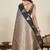 Grey zari work silk blend saree with blouse