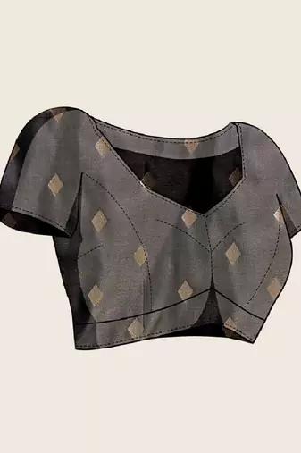 Grey zari work silk blend saree with blouse