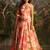 Peach Floral Umbrella Lehenga with Corset Blouse, Tassel Dori & Dupatta