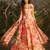 Peach Floral Umbrella Lehenga with Corset Blouse, Tassel Dori & Dupatta