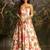 Off-White Floral Umbrella Lehenga with Corset Blouse, Tassel Dori & Dupatta