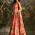 Peach Floral Umbrella Lehenga with Corset Blouse, Tassel Dori & Dupatta