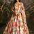 Off-White Floral Umbrella Lehenga with Corset Blouse, Tassel Dori & Dupatta