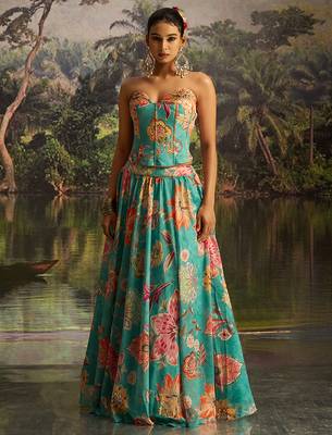 Regal Emerald Green Embroidered Lehenga 1