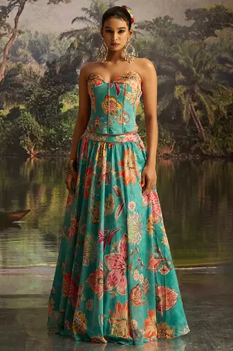 Regal Emerald Green Embroidered Lehenga