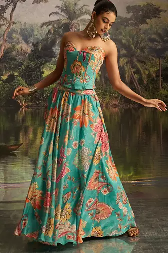 Regal Emerald Green Embroidered Lehenga